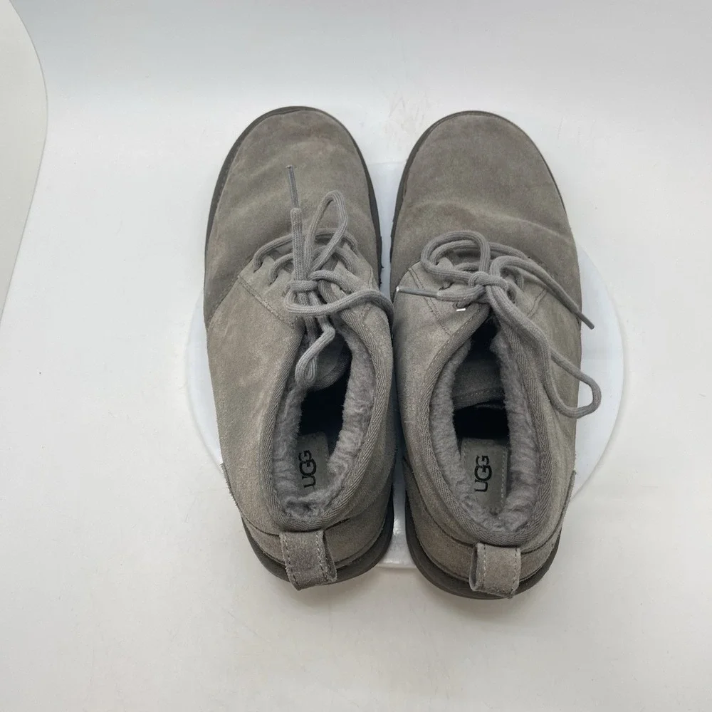 UGG Neumel Mens Size 13 Gray Suede Sherpa Lined Chukka Ankle Boots Lace Up 3236